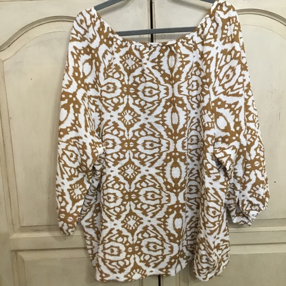 Ashley Stewart Women’s Colorblock Gauze Abstract Print Peasant Blouse Size 18/20 - Picture 4 of 9